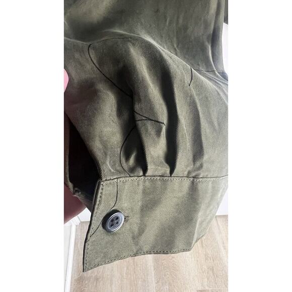 MADEWELL Womens Green Ruched Drapey Brushed Fabric V-Neck Top Sz 14 - Picture 10 of 14